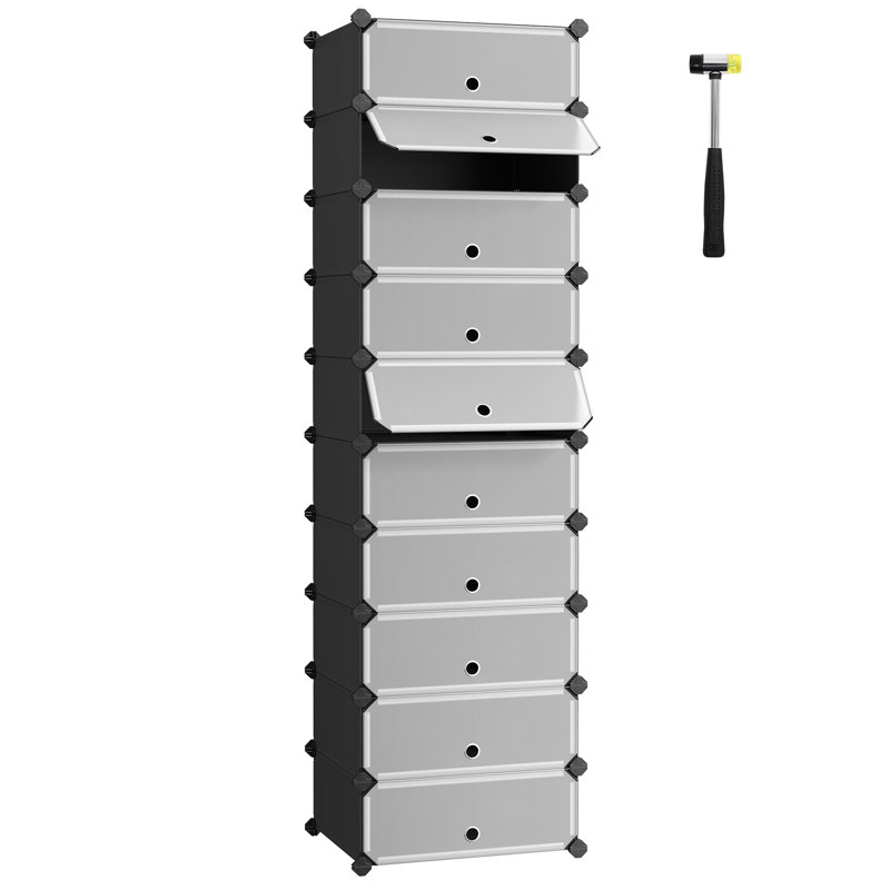 10 Pair Stackable Shoe Storage Cabinet