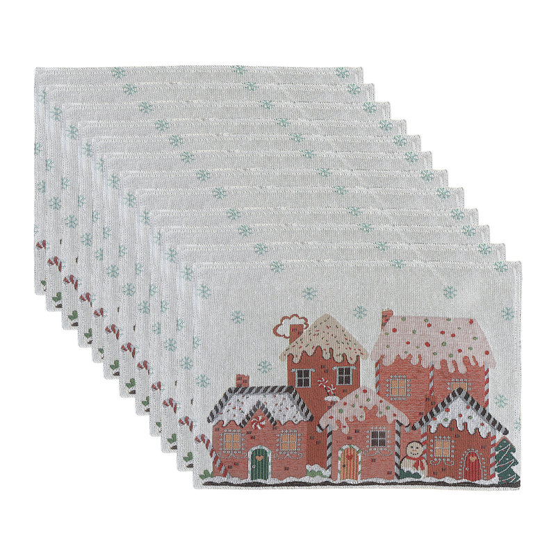 Napperon Tapisserie (maisons en pain d'épices) (13 X 18) - Ensemble de 12