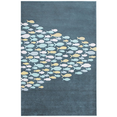 Tapis bleu / rose / jaune Mccord