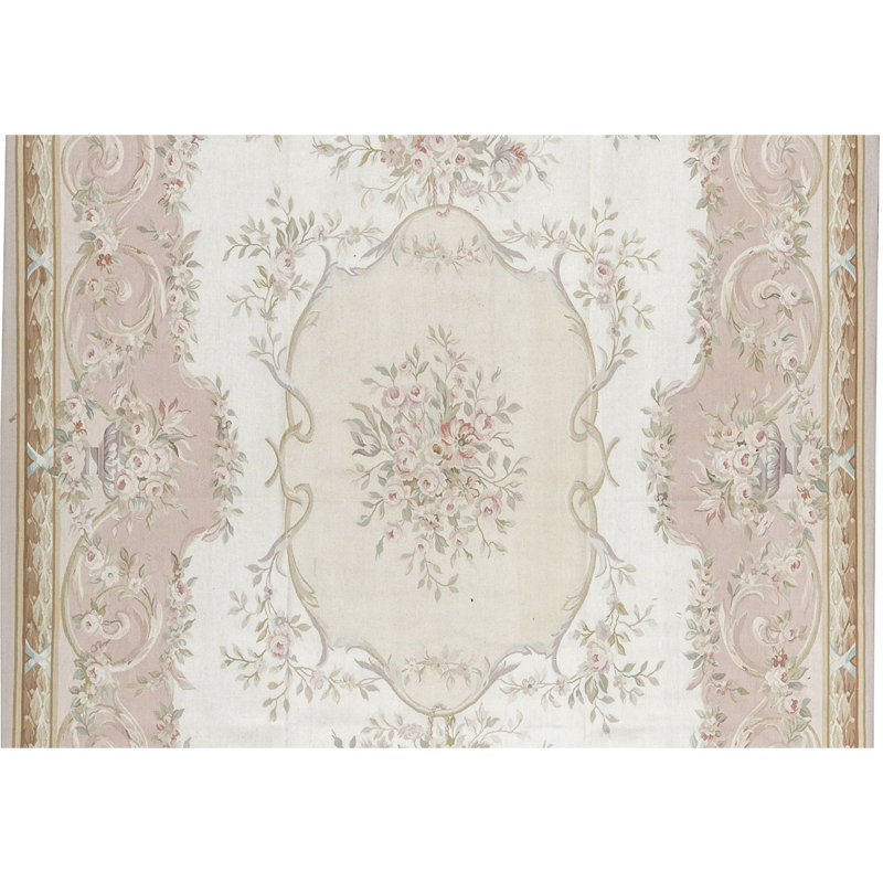 Aubusson Hand Knotted Wool Oriental Area Rug
