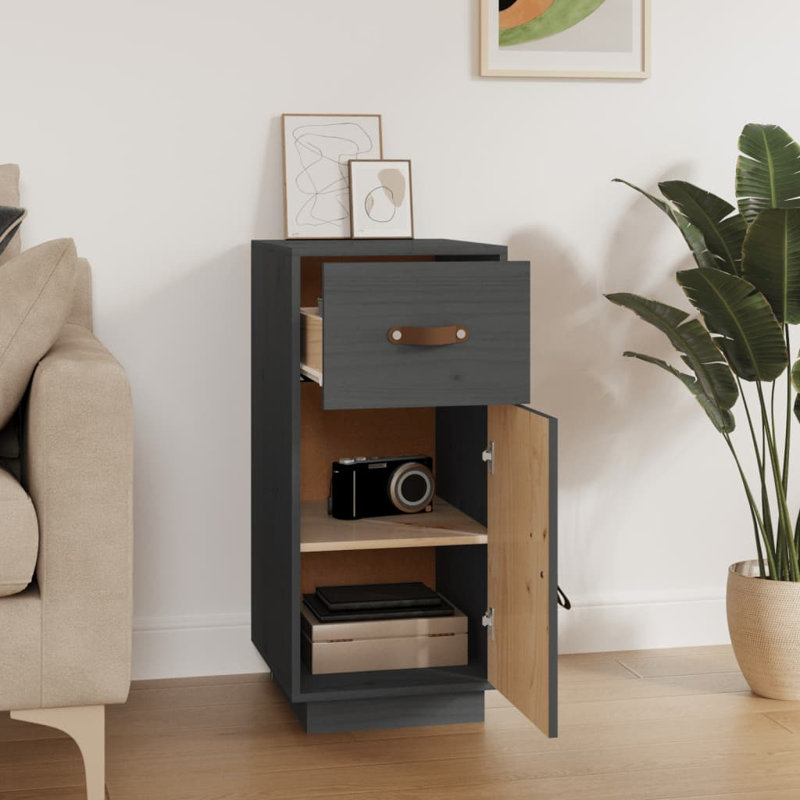 Leam 34 cm W Solid Wood Sideboard, Grey