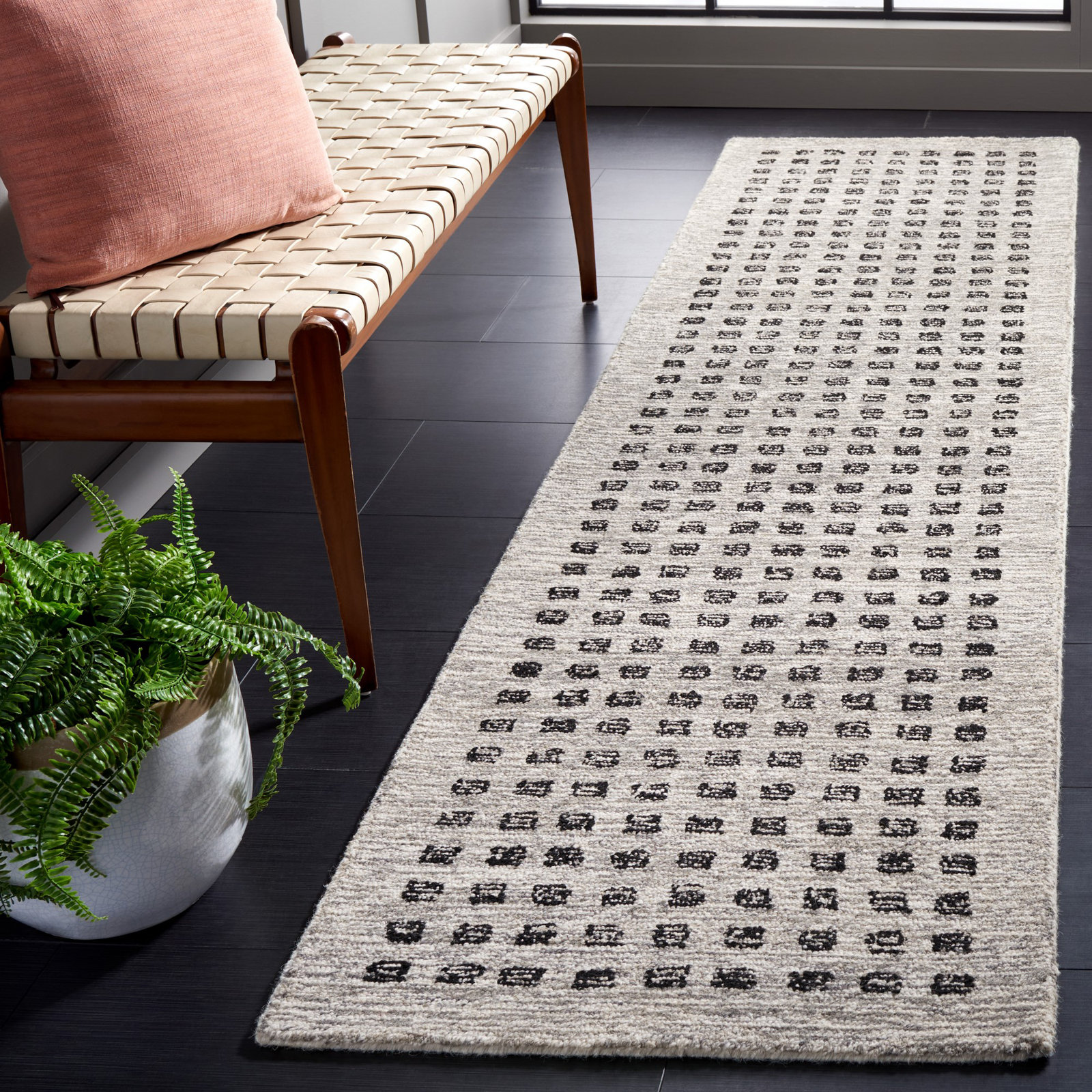 Everdine Hand-Tufted Geometric Wool Rug, Runner 2'3" x 9'