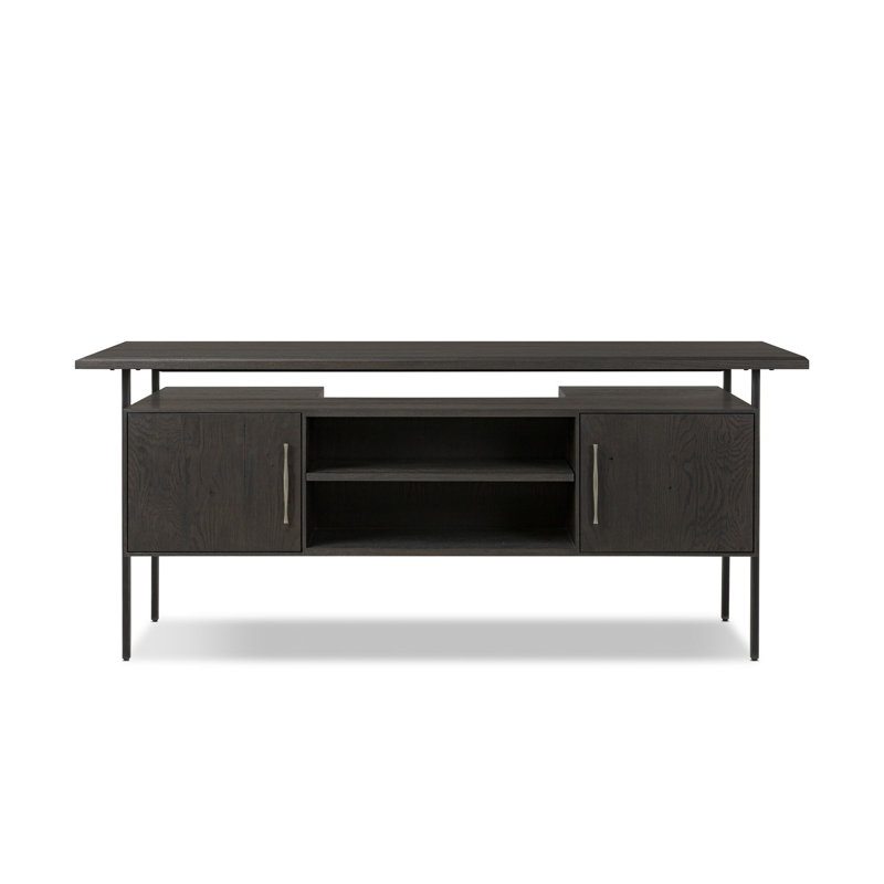 Halifax Olsen Computer Desk, Charcoal Oak/Black