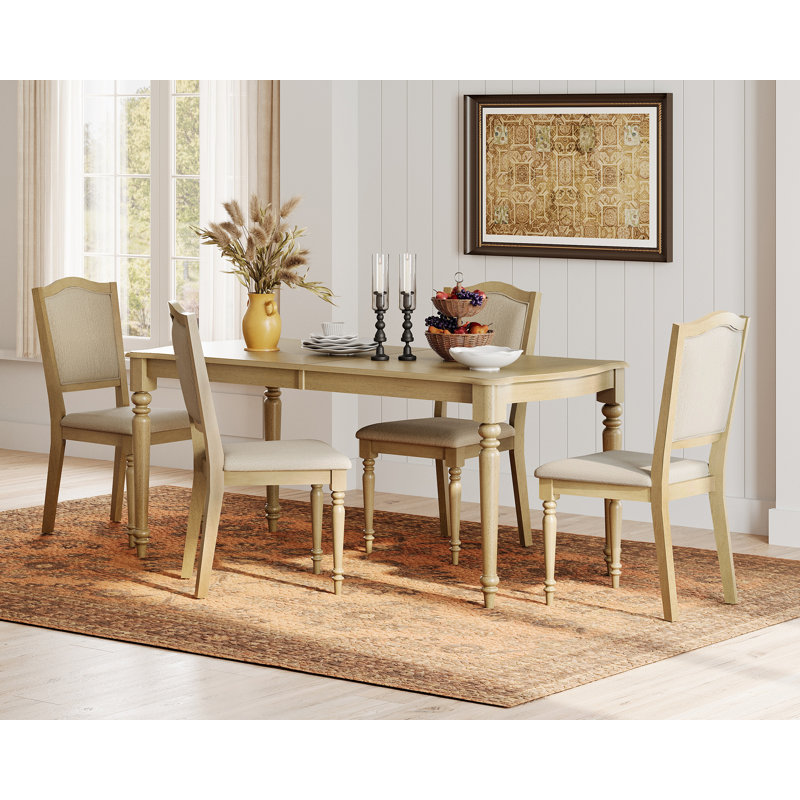 5 Piece Dining Table Set - Includes One Dining Table, 4 Wood Dining Chairs, Farmhouse Dining Set, Oak