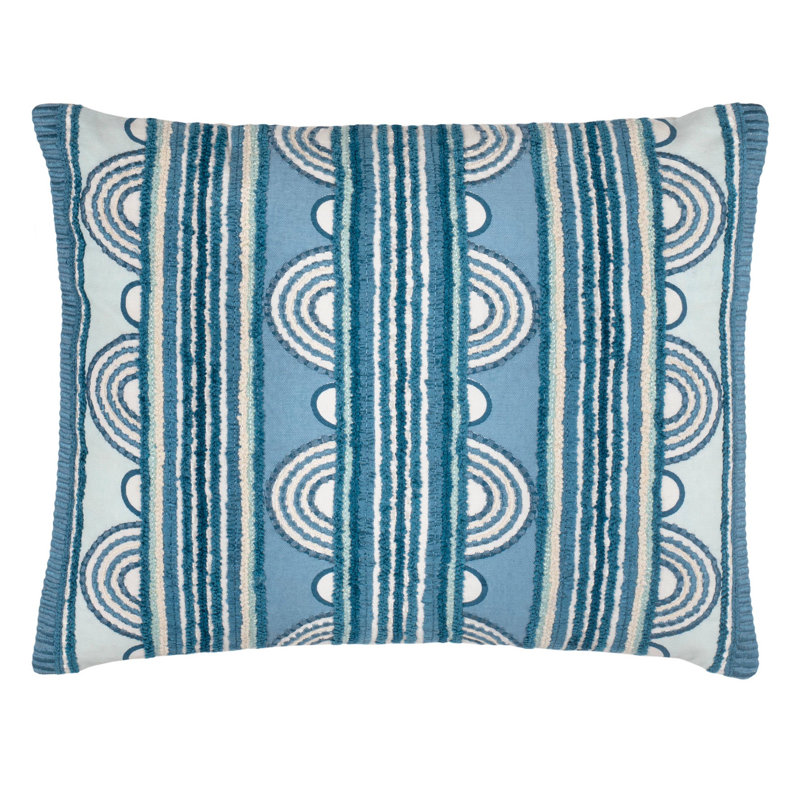 Cotton Lumbar Rectangular Pillow Cover, French Blue Geometric
