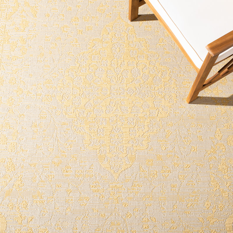 Soraya Beige/Gold Indoor / Outdoor Area Indoor/Outdoor Area Rug, Rectangle 8' x 10'