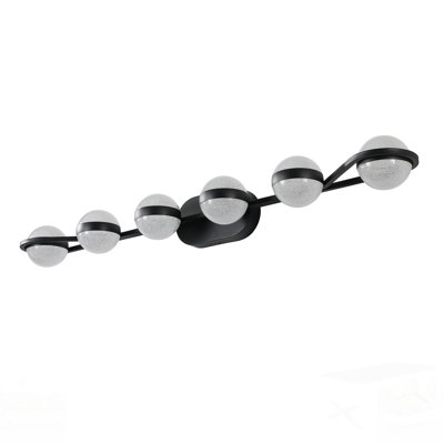 Minimalist LED Bathroom Vanity Light With Crystal Sand Acrylic Shades, 6-Light Wall Mounted Decorative Fixture For Modern Bathrooms