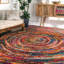 Tapis bleu / rose / jaune Padma-18100744