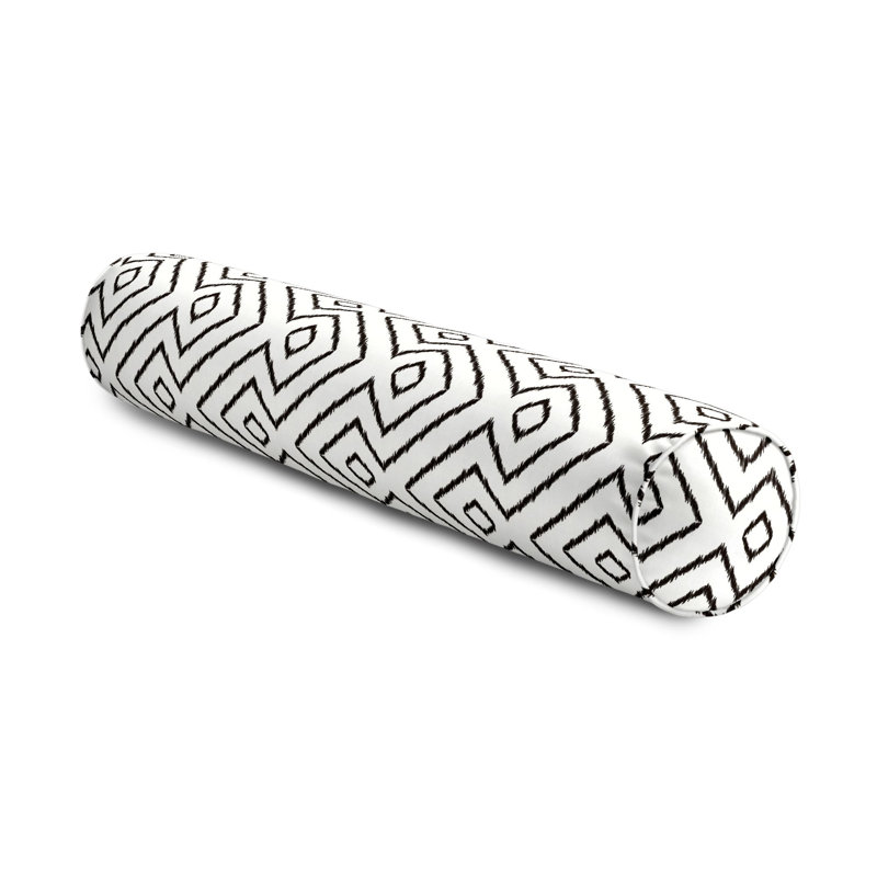 Ikat Feather Reversible Throw Pillow, Black, 9" x 36"