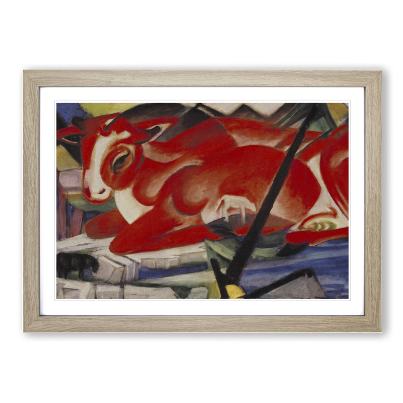 The World Cow by Franz Marc - Picture Frame Painting, Oak, 48cm H x 65cm W x 2cm D