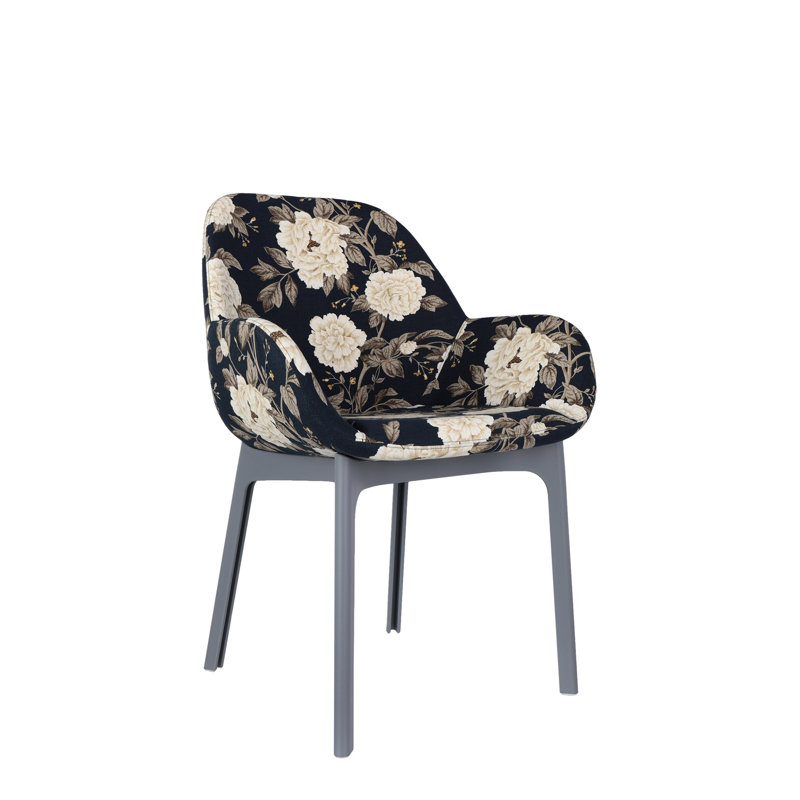 Clap Upholstered Arm Chair, Dark Gray, Taupe