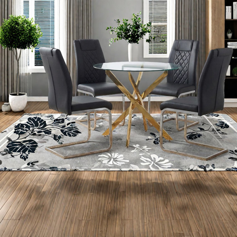 Ensemble de table de salle à manger moderne, peu encombrant, en verre et en métal, pour les petites cuisines
