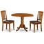 L'ensemble de salle à manger 3 pièces comprend une table de salle à manger ronde avec Dropleaf et 2 chaises de cuisine en similicuir de 42 po x 42 po, brun selle-1163391558-1107656549
