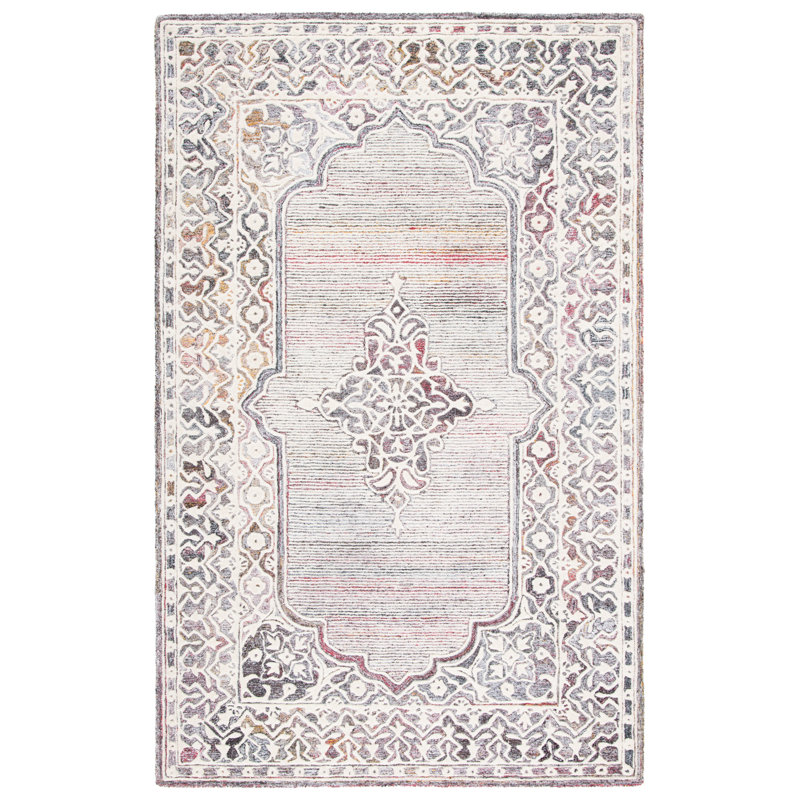 Echol Hand Tufted Wool And Cotton With Latex Oriental Rug, Rectangle 4' x 6'