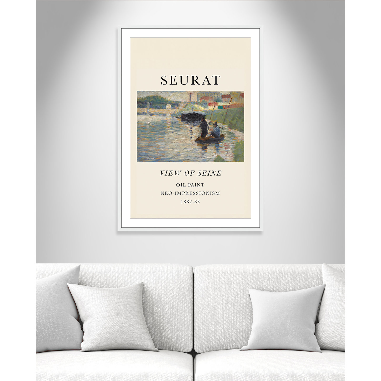 View Of Seine by Georges Seurat, Yes, 41.5" H x 29.5" W x 1.25" D, White Single Picture Frame