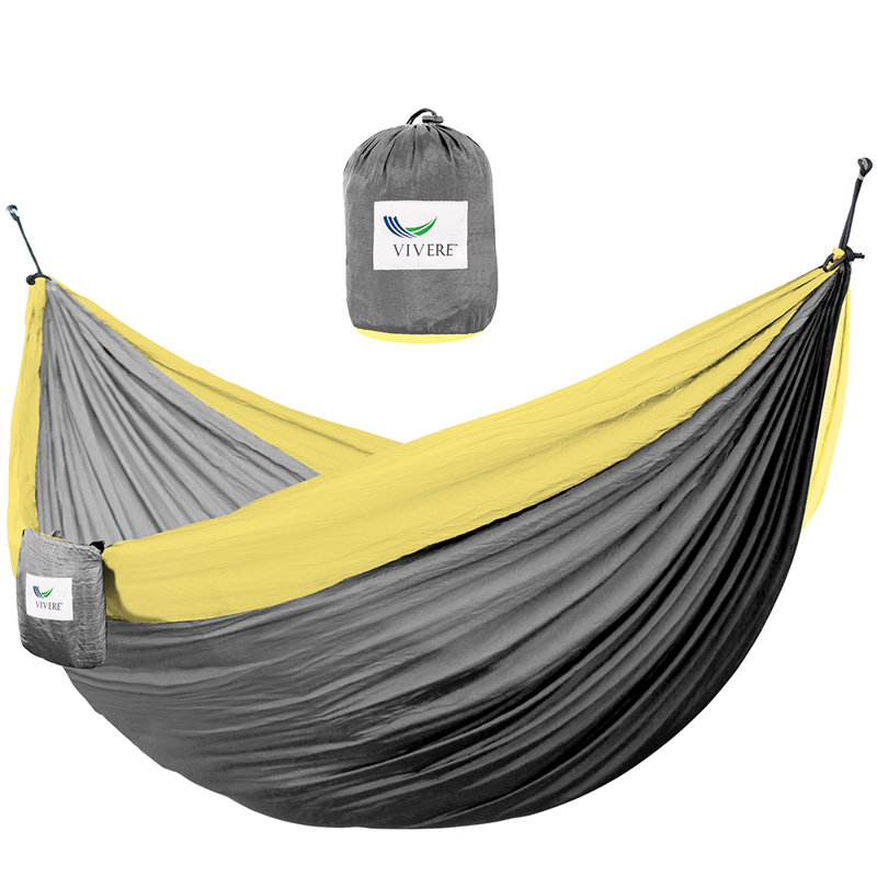 Hamac de camping double Kylee Parachute, Double, Gris/jaune
