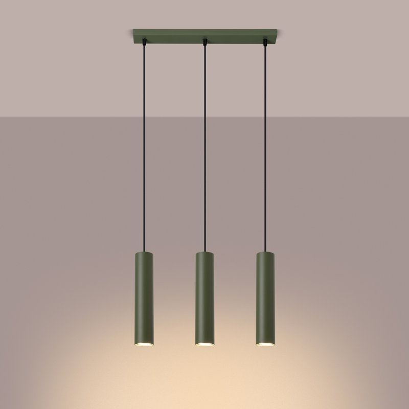 Bergmundur - Light Stainless Steel Pendant, 46.5cm W x 15cm D, Green, 3 Lights