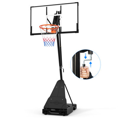 Basketball Hoop Outdoor Shatterproof Pc Backboard, 4.36-10Ft Stepless Adjustable Height Basketball Hoop Goal System, Portable Basketball Hoops With W