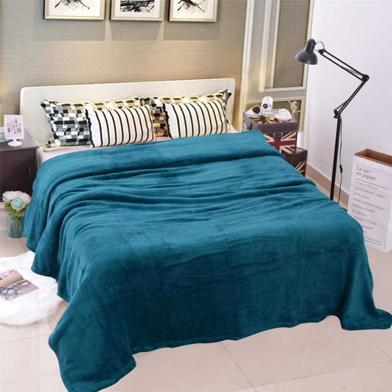 Couverture douce en flanelle toutes saisons, Bleu sarcelle, Grand