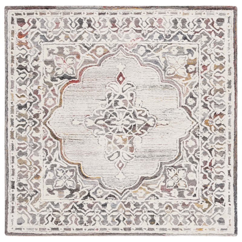 Echol Hand Tufted Wool And Cotton With Latex Oriental Rug, Square 6'