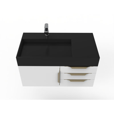 Ensemble de meuble-lavabo mural simple 36 po Bassi