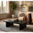 Maxy Rectangular Coffee Table With Slab-Style Base, Black Wood 54 Inch