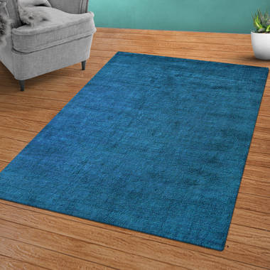 Turquoise Rug, Blue Area Carpet, Plain Blue Rug