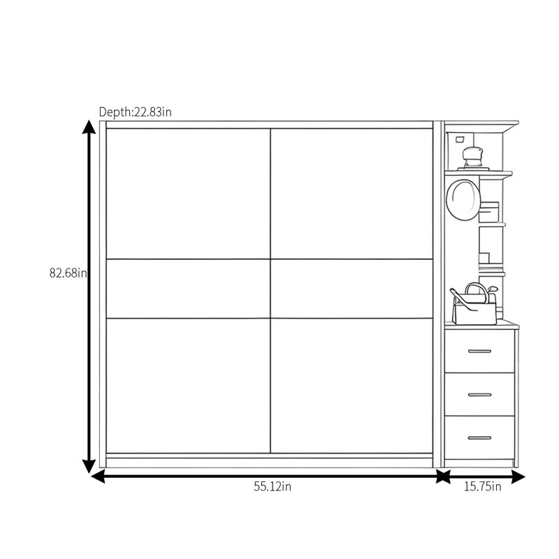 Simple And Modern Colour Blocked Wardrobe, H 83 po x l 71 po x P 36 po
