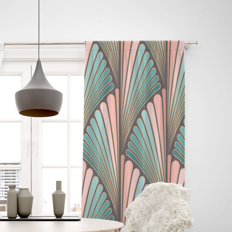 Rideaux semi-transparents géométriques avec ventilateur, l 40 po x L 61 po