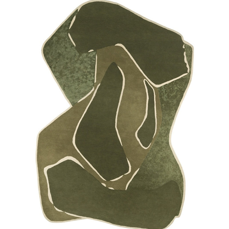 Muse Hand Tufted Abstract Area Rug in Khaki/Green/Brown