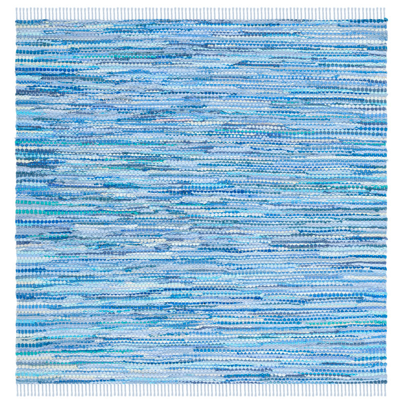Tapis de couleur unie en coton recyclé à tissage plat Ashbourne, Carré 6 pi