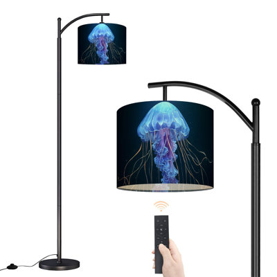 Lampe sur pied à arc avec abat-jour réglable hypnotisant aquarelle méduse Cosmic Ocean profonds lampe debout 3 températures de couleur à intensité variable haute lampe sur pied avec interrupteur au pied pour la chambre à coucher