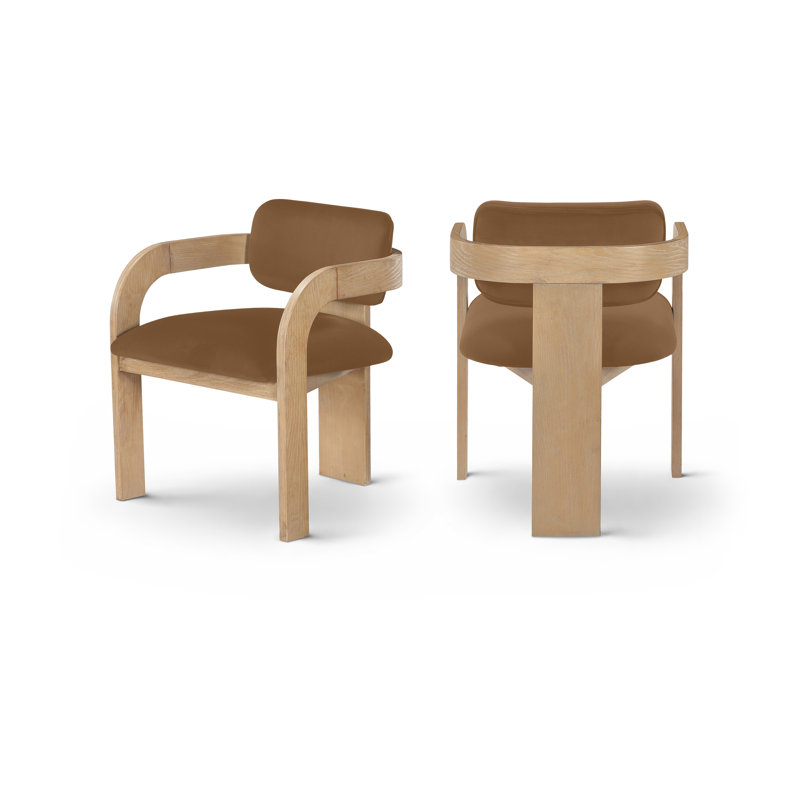 Chaise rembourrée Cedra, Velours selle, Naturel