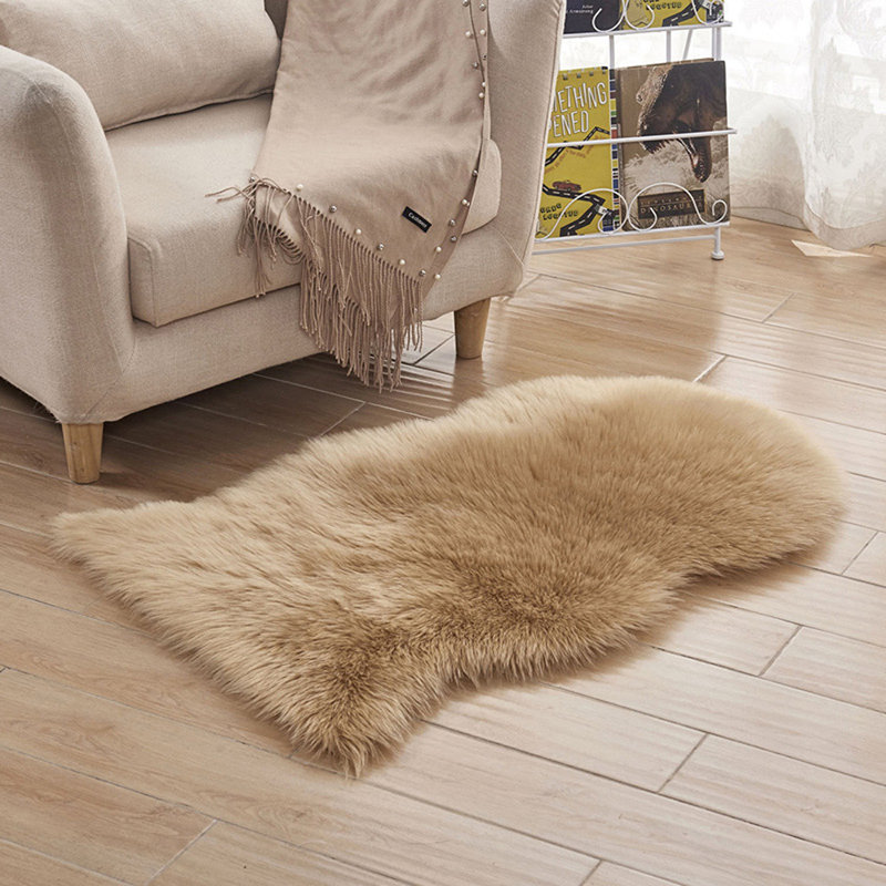Corey Novelty Faux Fur Hand Woven Shaggy Area Rug, Novelty 90 x 60cm