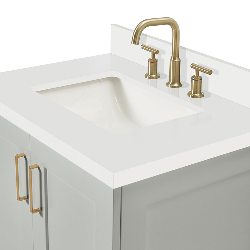 31 IN.  Single Bathroom Vanity, Gray, White Quartz, Rectangle