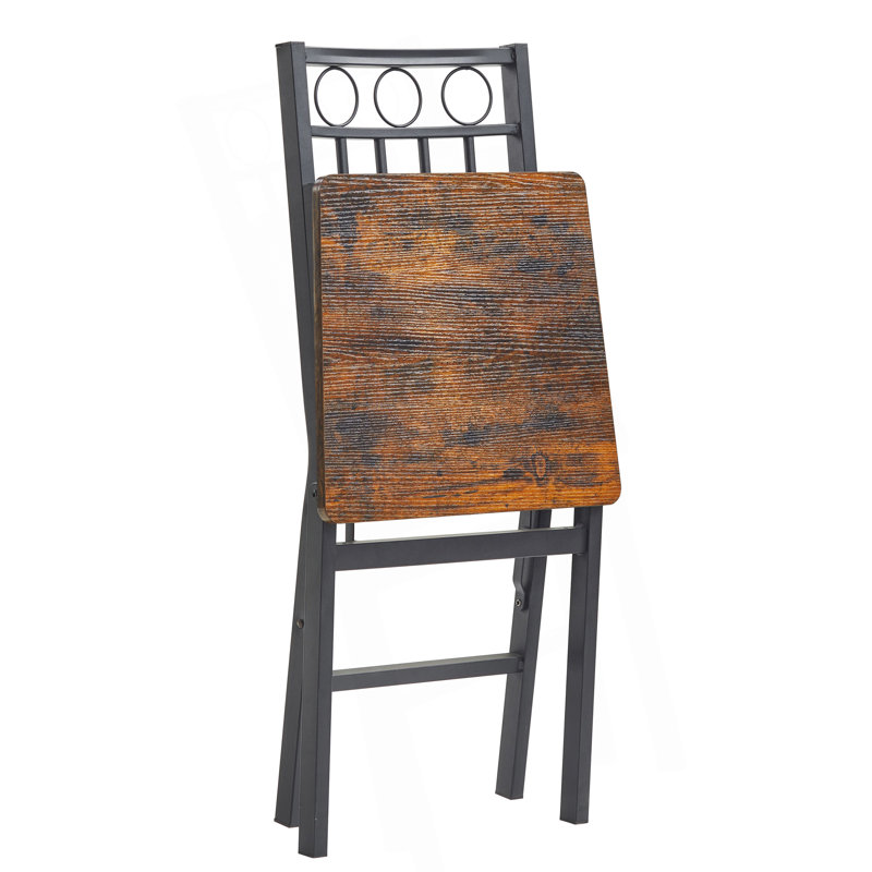 Chaise rétro pliante en métal et bois