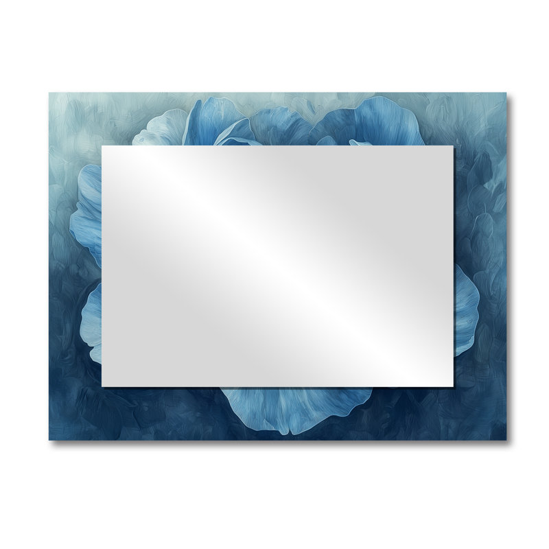Blue Velvet Layers Of Peonies I - Floral Mirror Wall Art - Printed On Metal, 30" x 40"