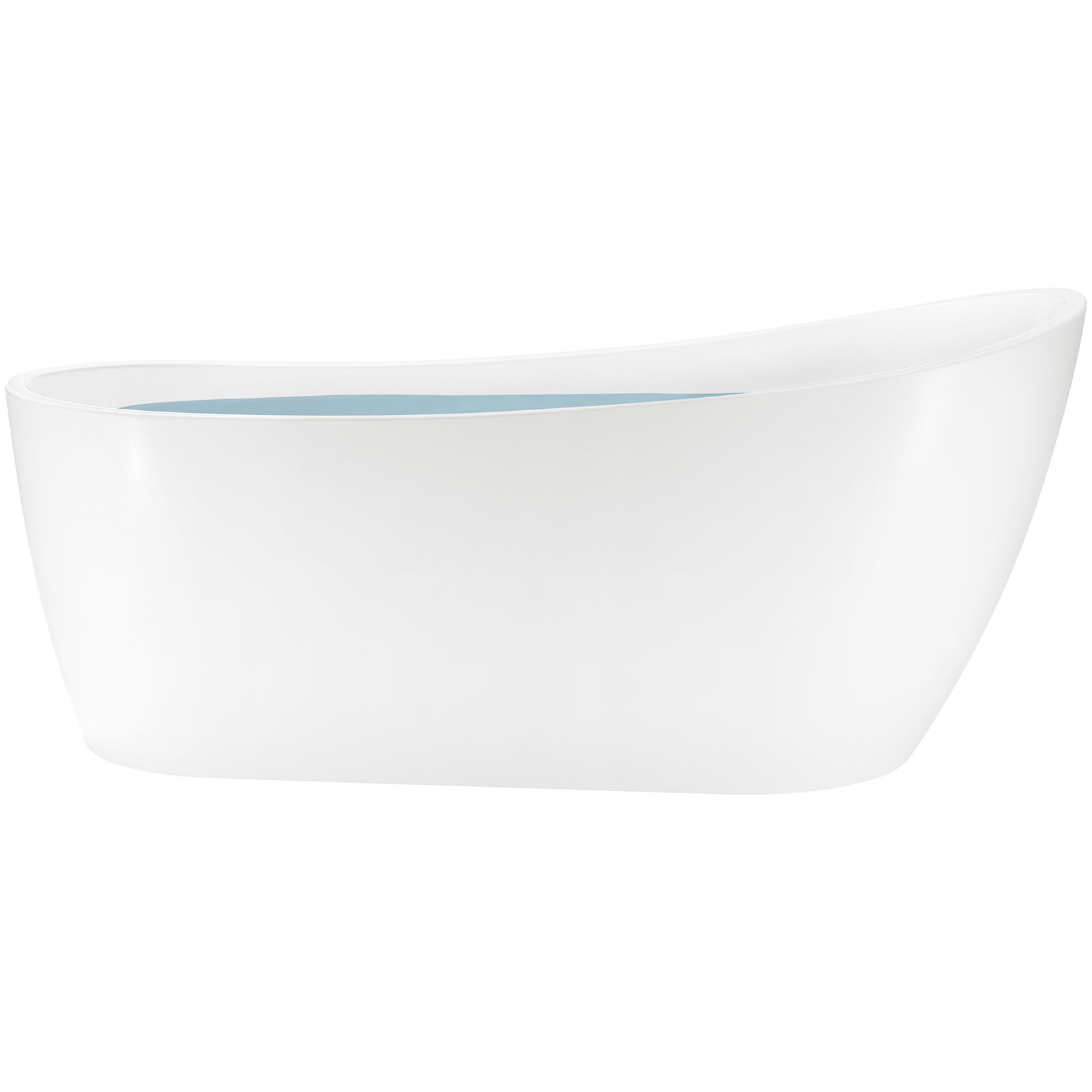 54" Freestanding Soaking Fiberglass Bathtub, Glossy White