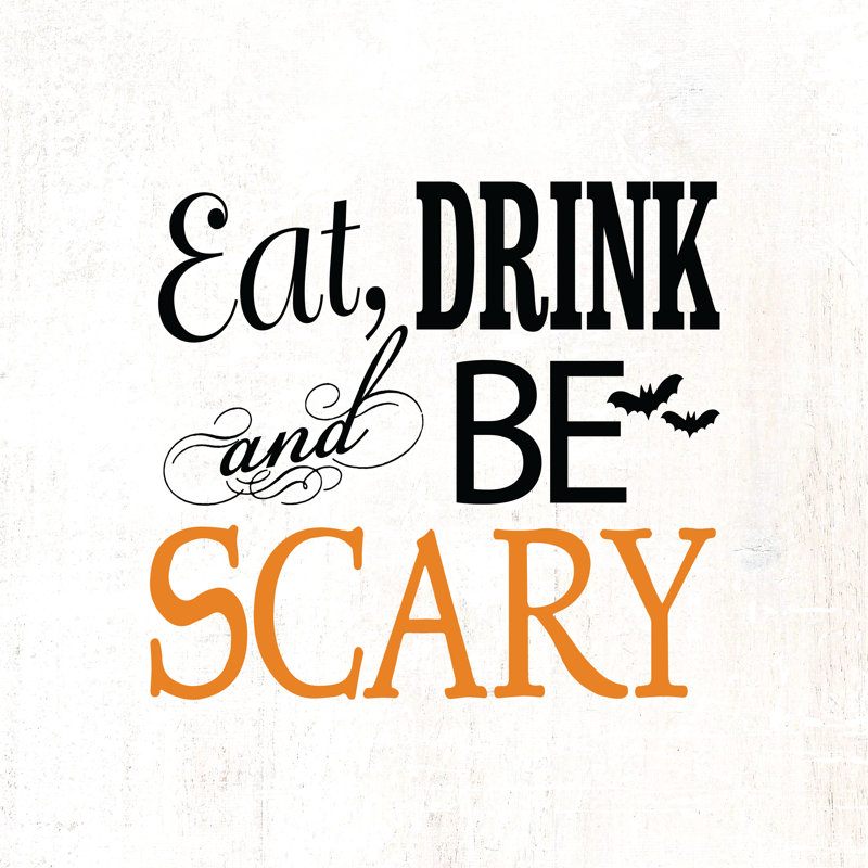 Eat Drink and Be Scary Bats 1 Piece Wrapped Canvas Wall Art, 51cm H x 51cm W x 3.8cm D