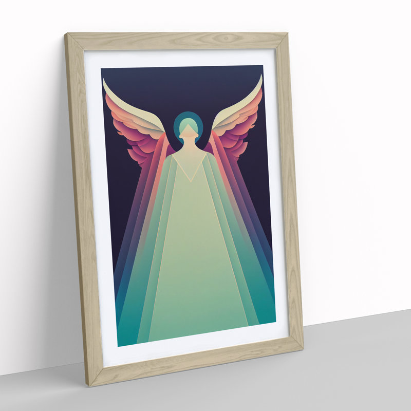 Art Deco Angel Vol.1 - Wall Art, 64cm H x 46cm W x 2cm D, Oak Framed Paper