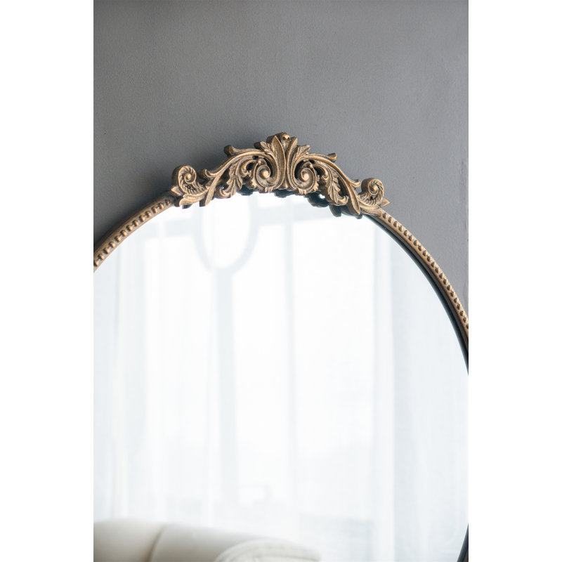 30" X 32" Round  Mirror, Gold, 32" x 30"
