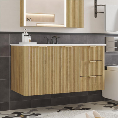 Mid-Century Modern Bathroom Vanity With Sink Combo Set