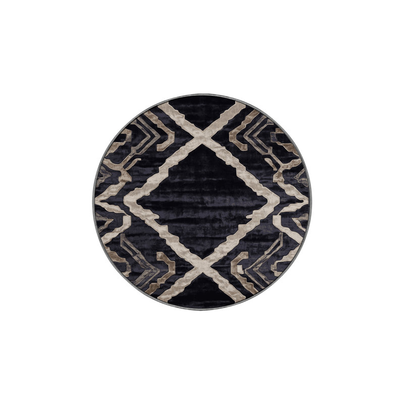 Machine Washable Gray Area Rug, Round 6'