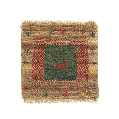 Rust and Beige Persian Gabbeh Lori Baft Scatter Rug 1'4"X 1'4"