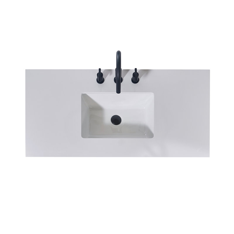 42" Snow White Ceramic Single Bathroom Vanity Top with Sink