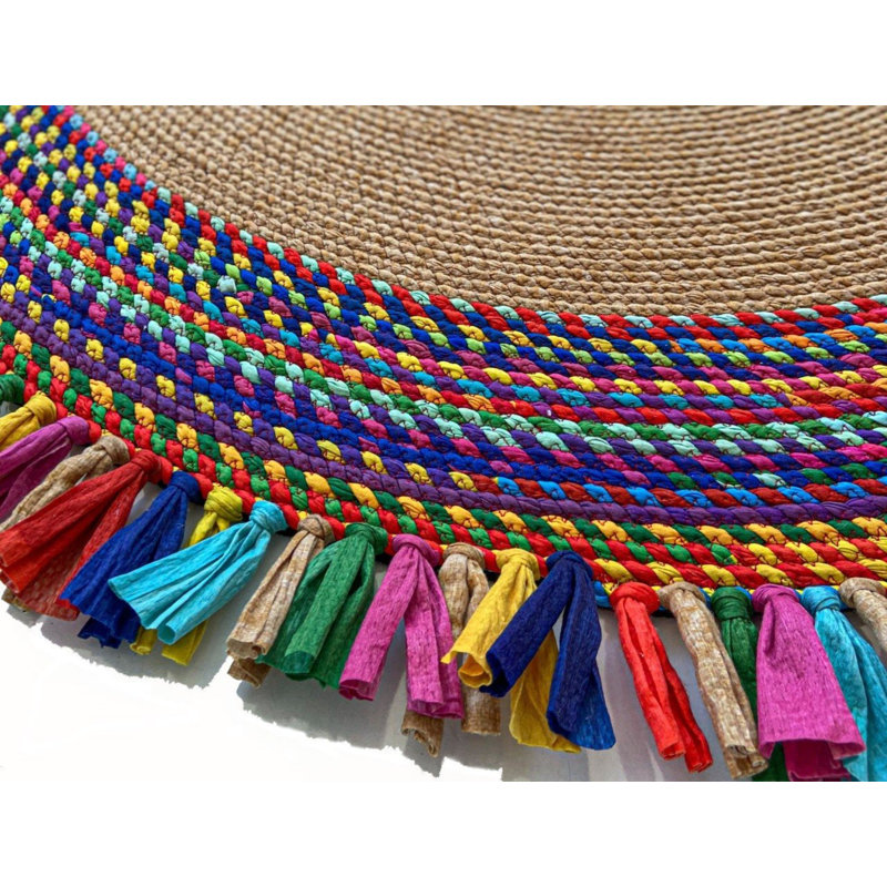 Iwona Striped Indoor Rug, Round 4'11''