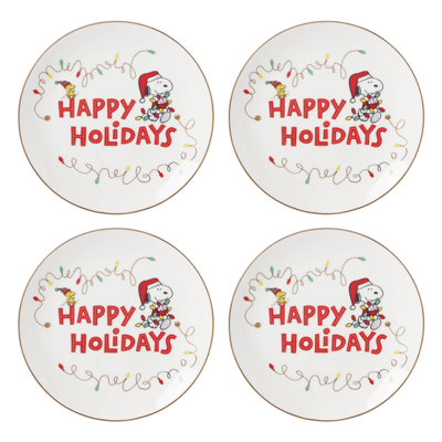 Snoopy Christmas Accent Plates, Set Of 4
