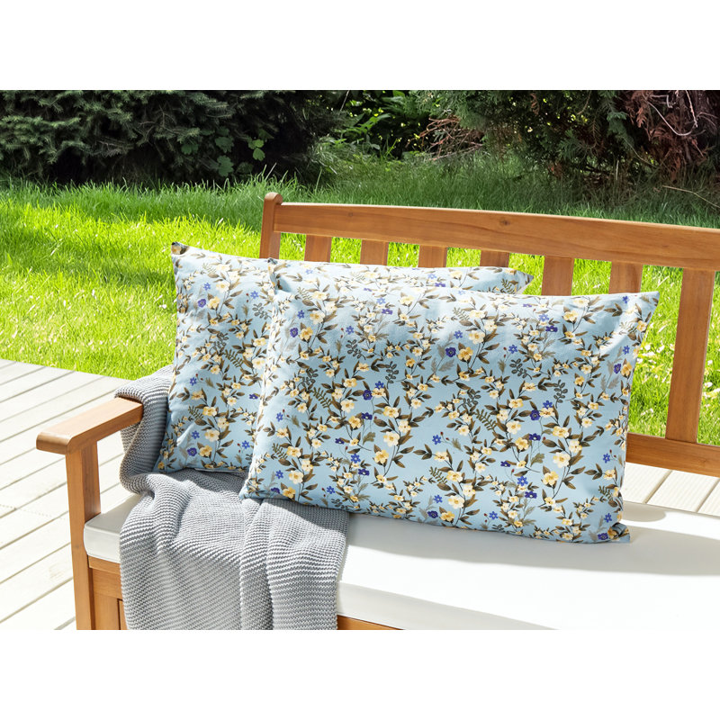 Alysah Valloria Indoor / Outdoor Floral Blue Rectangular Lumbar Cushion With Filling