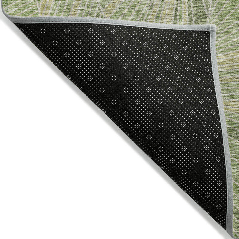 HomeRoots 3' X 5' Green And Olive Green Geometric Washable Indoor Outdoor Area Rug