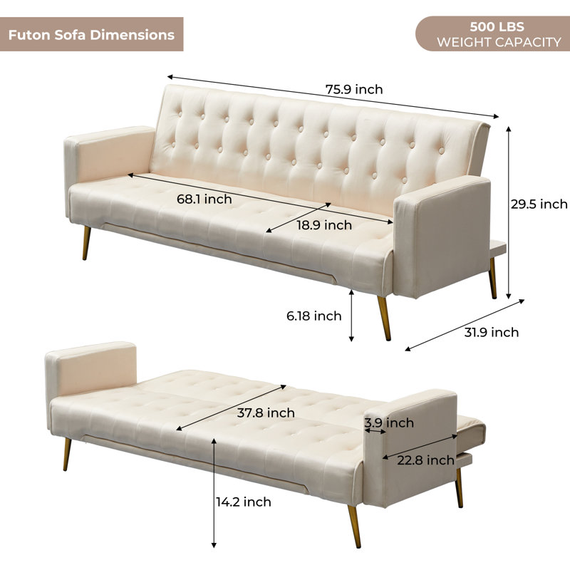 Canapé-lit convertible Modern, Velours beige